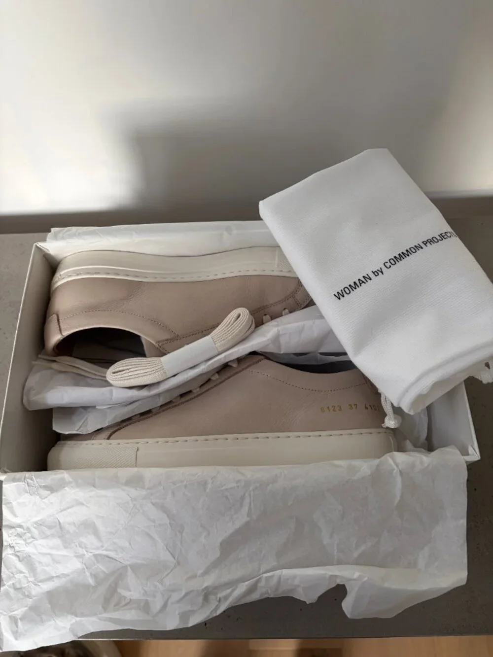 Authentic Common Projects Achilles Low — Tofu, Size EU 37 (US ~6.5–7) NWOT